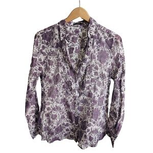 Massimo Dutti Cotton Silk Floral Paisley Blouse Size 42 / US 10
